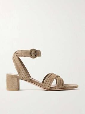 Gianvito Rossi Velour 55 Suede Sandals in Camel 40